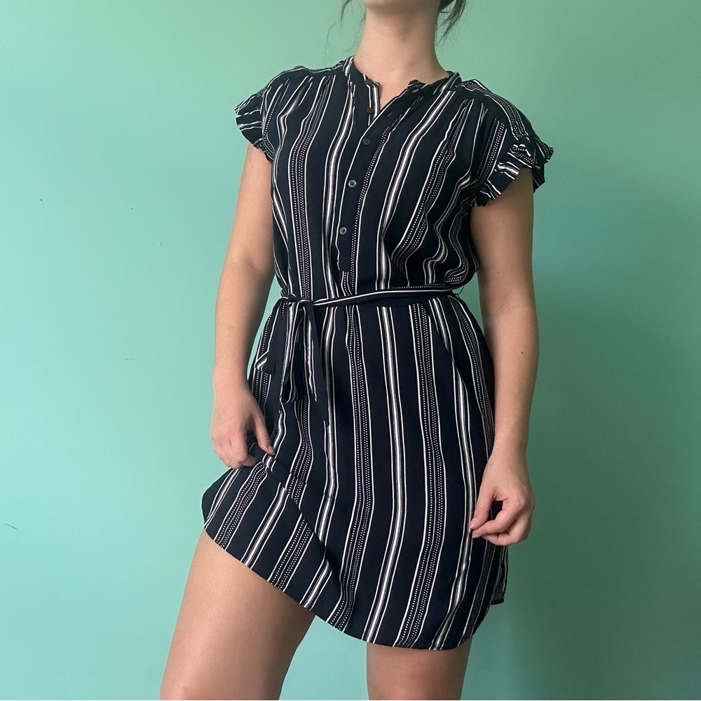 Striped Navy and White Dress